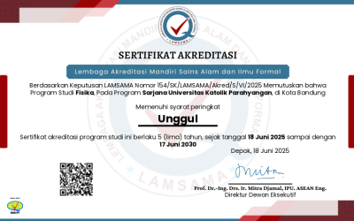 Program Studi Sarjana Fisika UNPAR Kembali Meraih Akreditasi UNGGUL
